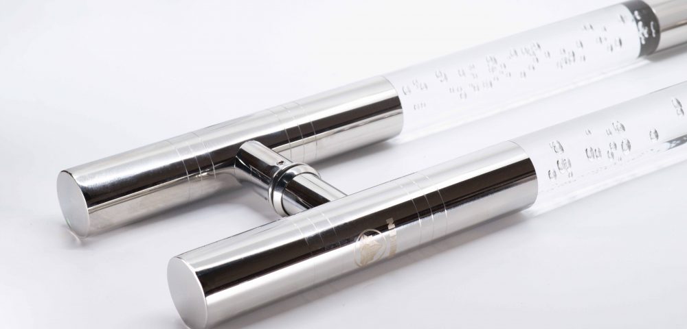 Tay nắm cửa kính mica bọt biển - Inox